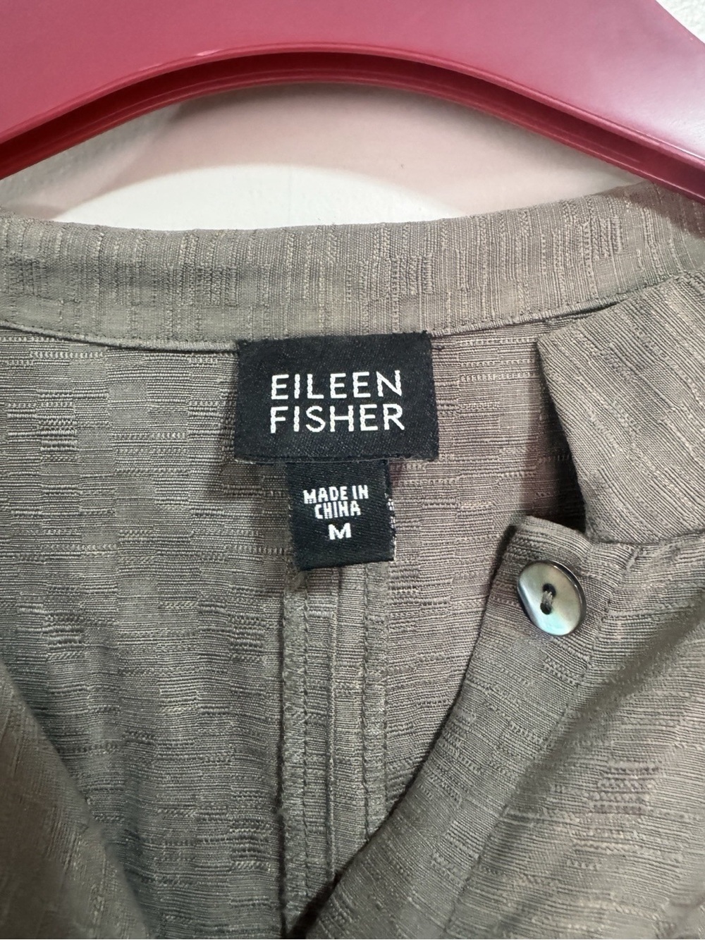 Eileen Fisher Silk Linen Blend Boxy Blouse Top Taupe Brown Minimalist - Picture 4 of 5